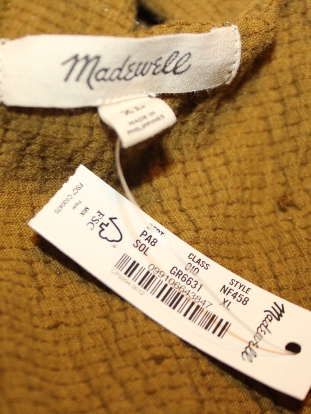 NWT MADEWELL Knit Lightspun Ruched-Front Crop Top in the color Spiced Olive - Picture 9 of 9
